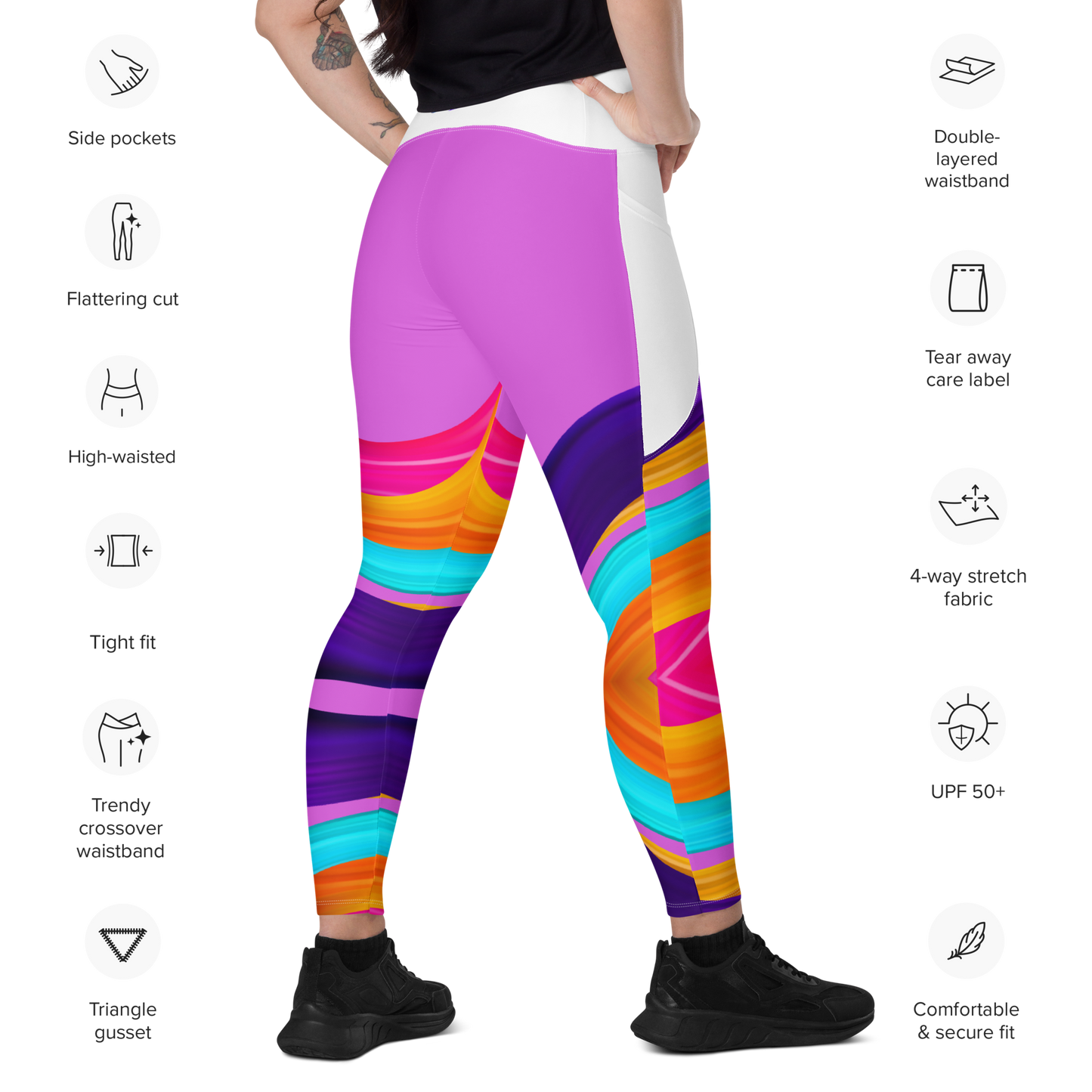 BDifferent Rainbow (Crossover leggings with pockets)