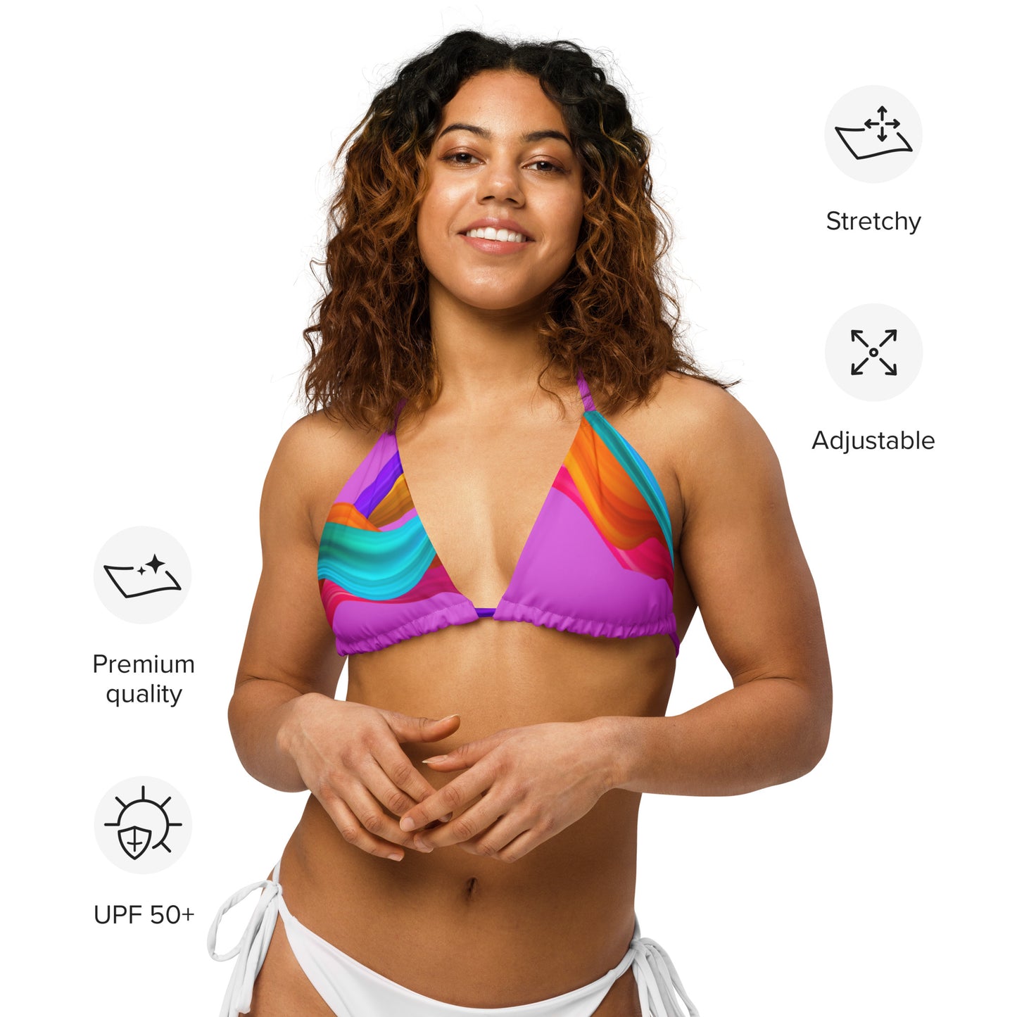 BDifferent Rainbow  (recycled string bikini top)