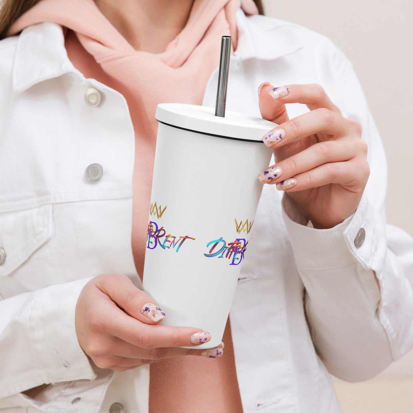 BDifferent Logo (Insulated tumbler with a straw)