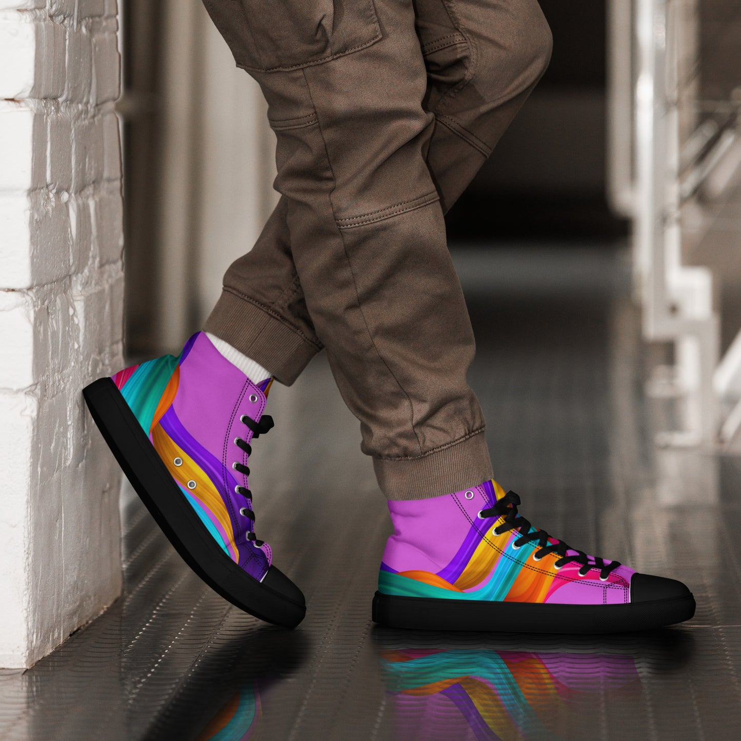 BDifferent Rainbow (Men’s high canvas shoes)