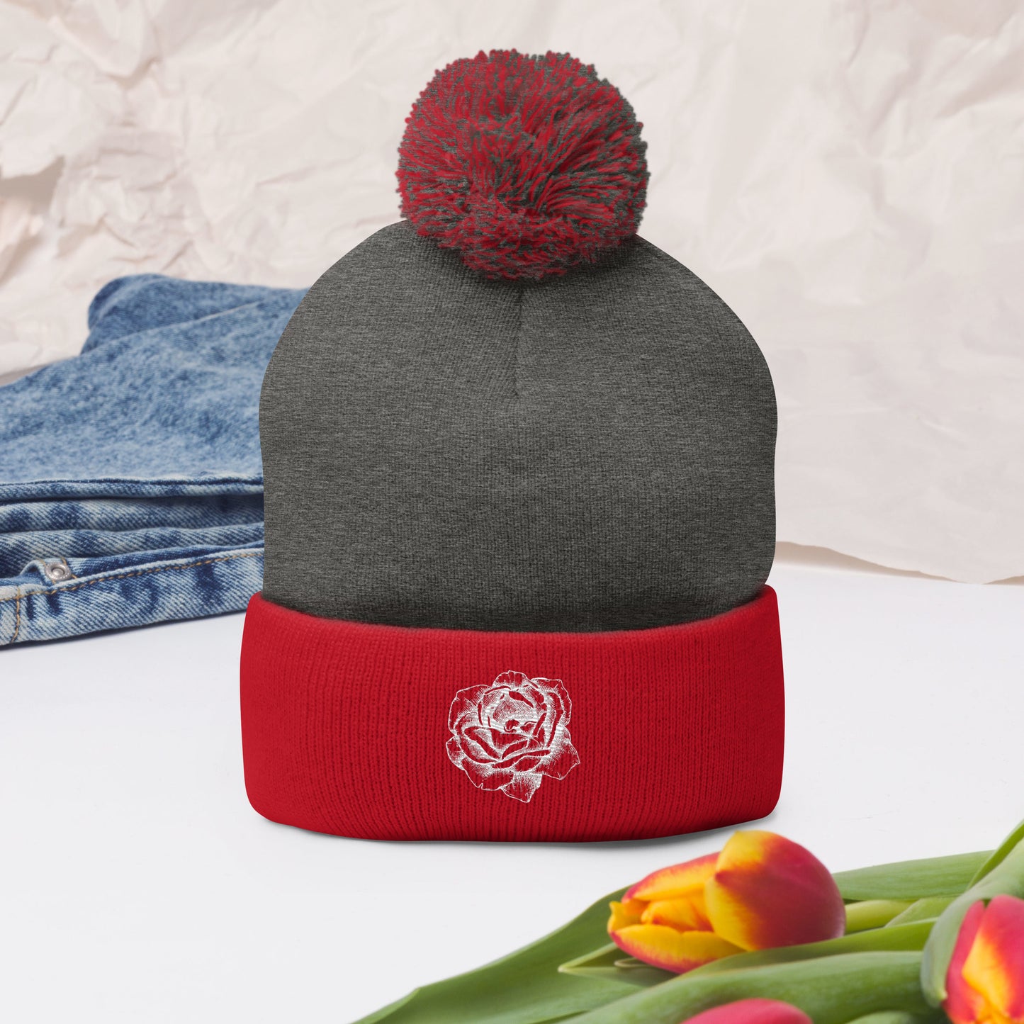 Floral (Pom-Pom Beanie)