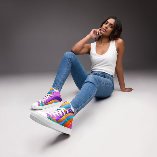 BDifferent Rainbow (Women’s high canvas shoes)